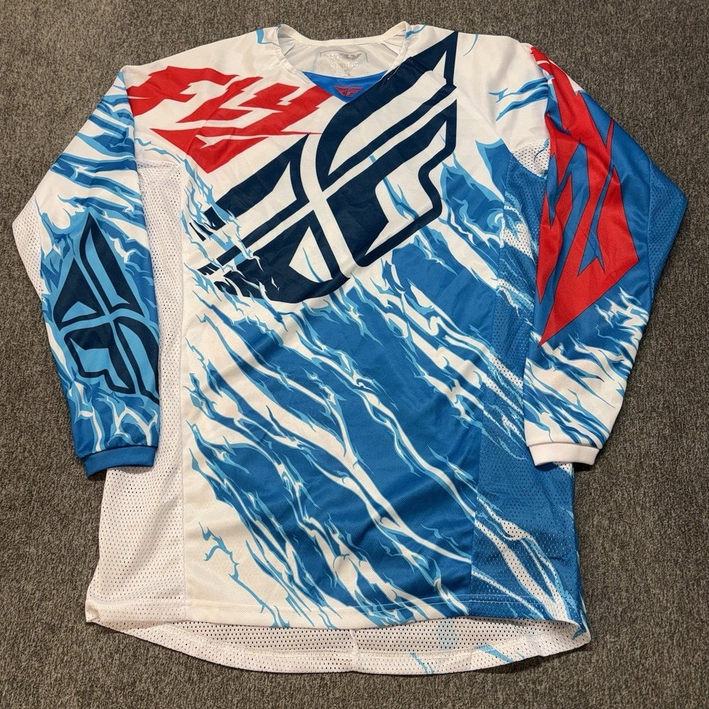 Fly Racing Kinetic Relapse Jersey Shirt Mens Small White Black Red Motocross MX